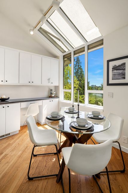Empty breakfast nook with windows